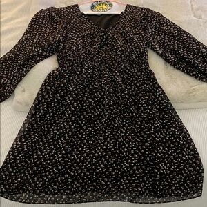 Madewell Black Floral Long-Sleeve Dress